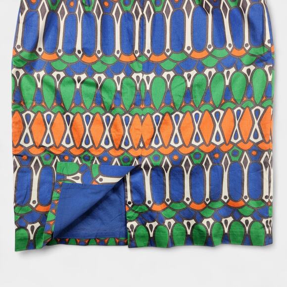 Boden Dress Womens 10R Blue Orange Green Geometric Print Sleeveless Sheath Lined - Picture 10 of 15